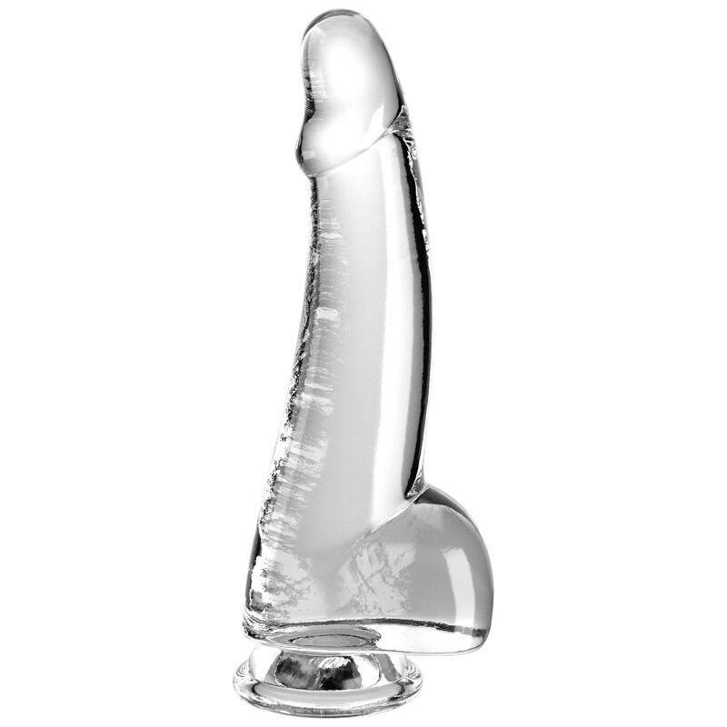 king cock clear dildo con testicoli 15 2 cm trasparente