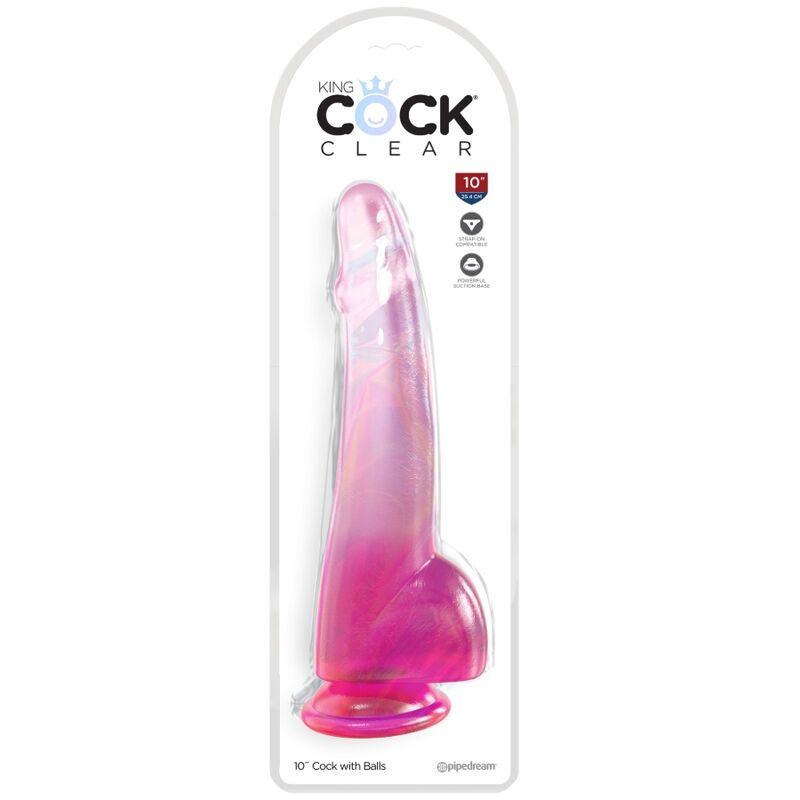 king cock clear dildo con testicoli 19 cm rosa