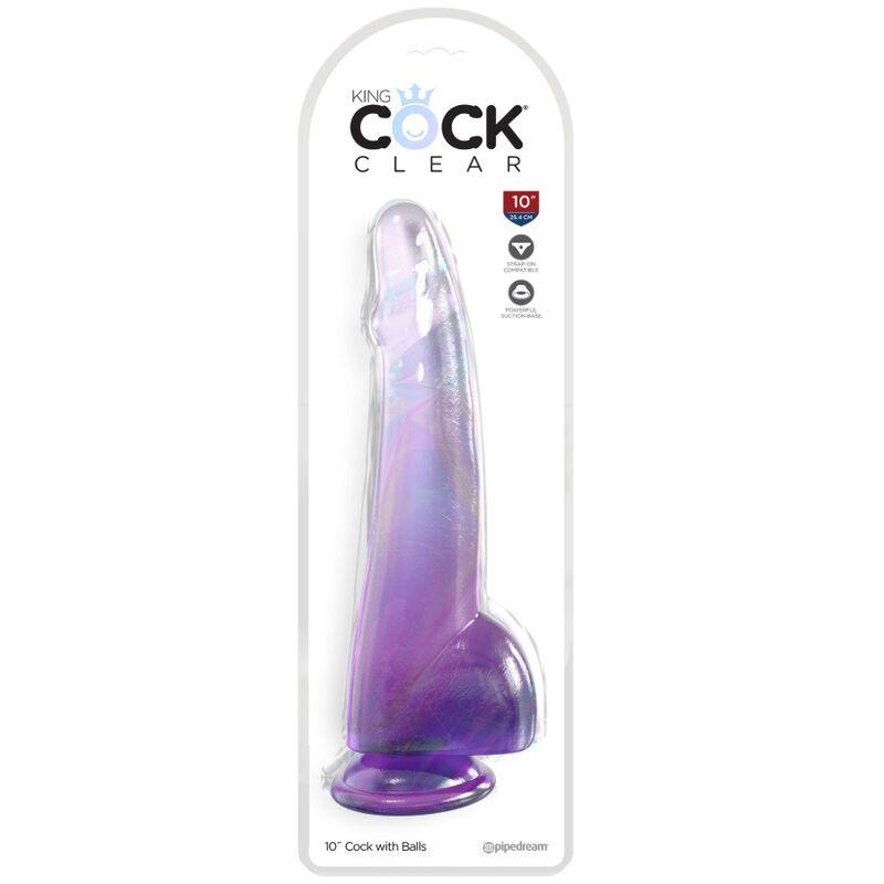 king cock clear dildo con testicoli 19 cm viola