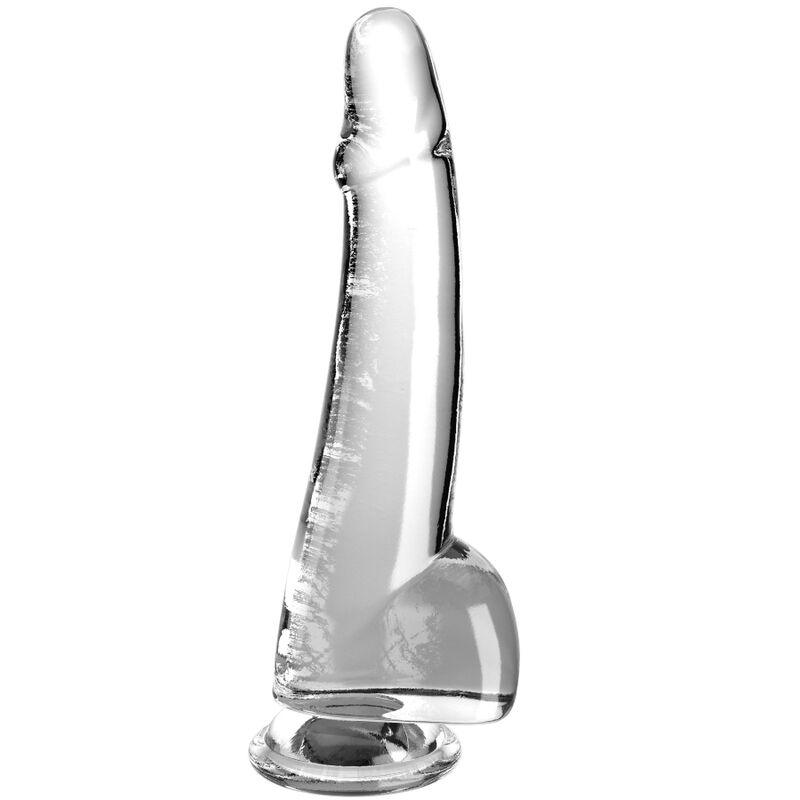 king cock clear dildo con testicoli 19 cm trasparente