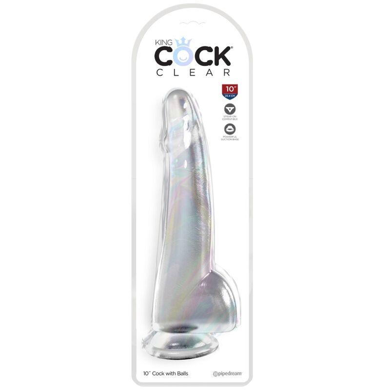 king cock clear dildo con testicoli 19 cm trasparente