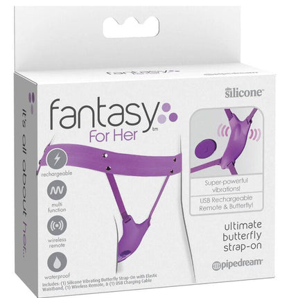 fantasy for her pettorina con farfalla vibrante ricaricabile e telecomando viola