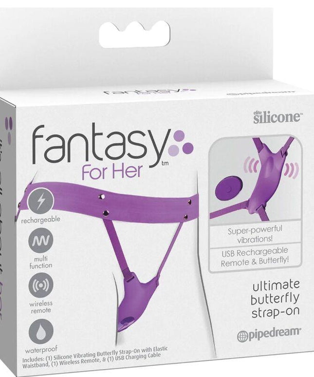 fantasy for her pettorina con farfalla vibrante ricaricabile e telecomando viola