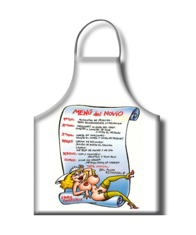 diablo picante menu fidanzato grembiule testo in spagnolo