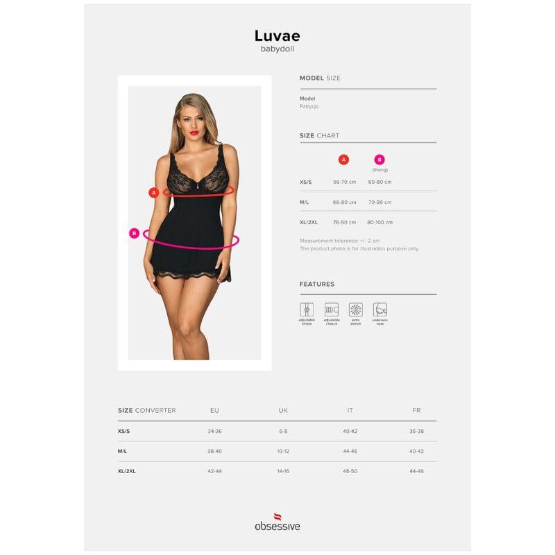 obsessive babydoll e perizoma luvae nero xs s