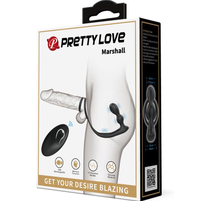 pretty love anello per pene marshall con plug anale vibrante con telecomando