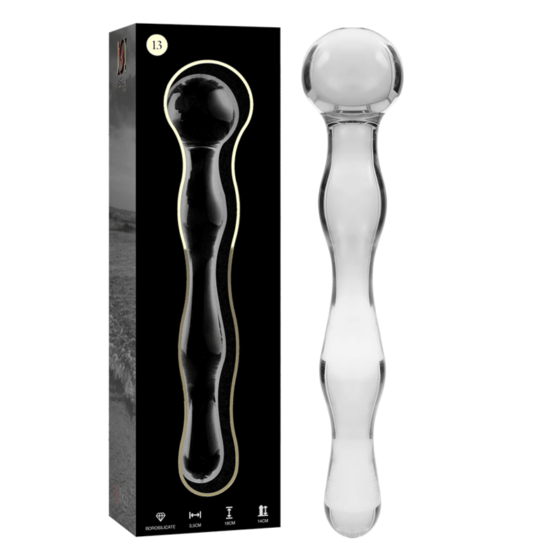 nebula series by ibiza modello 13 dildo in vetro borosilicato trasparente 18 cm o 3 5 cm