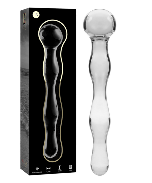 NEBULA SERIES BY IBIZA - MODELLO 13 DILDO IN VETRO BOROSILICATO TRASPARENTE 18 CM -O- 3.5 CM