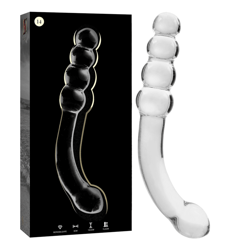 nebula series by ibiza modello 14 dildo in vetro borosilicato trasparente 18 5 cm o 3 cm