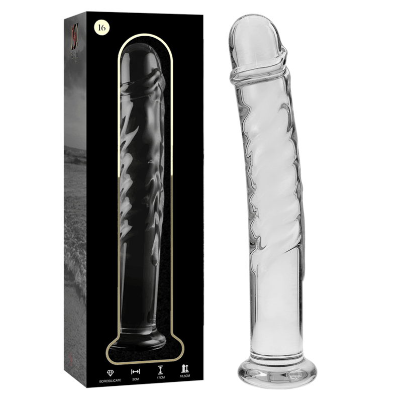 nebula series by ibiza modello 16 dildo in vetro borosilicato trasparente 18 5 cm o 3 cm