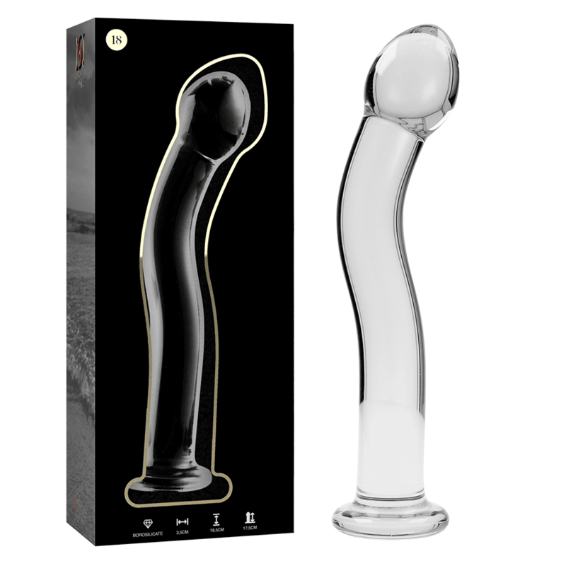 nebula series by ibiza modello 18 dildo in vetro borosilicato trasparente 18 5 cm o 3 5 cm