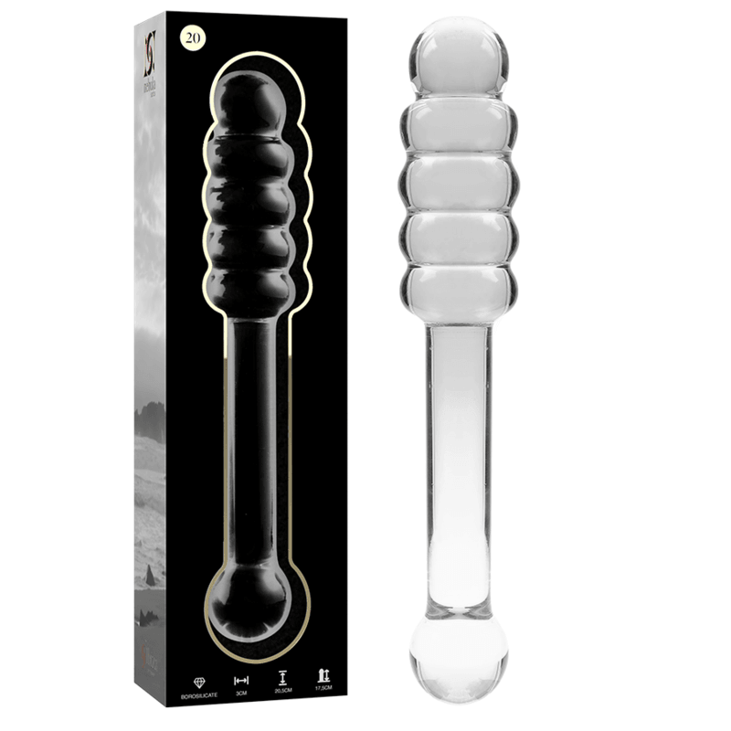 nebula series by ibiza modello 20 dildo in vetro borosilicato trasparente 20 5 cm o 3 cm