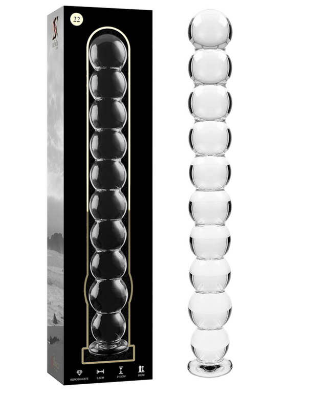 NEBULA SERIES BY IBIZA - MODELLO 22 DILDO IN VETRO BOROSILICATO TRASPARENTE 21.5 CM -O- 2.5 CM