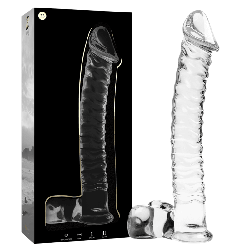 nebula series by ibiza modello 23 dildo in vetro borosilicato trasparente 21 5 cm o 4 cm