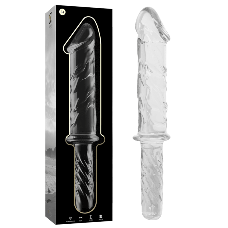 nebula series by ibiza modello 24 dildo in vetro borosilicato trasparente 28 5 cm o 5 cm