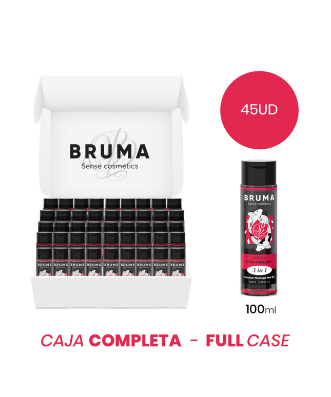 MOQ 45 - BRUMA OLIO DA MASSAGGIO PREMIUM EFFETTO CALORE SAPORE FRAGOLA 3 IN 1 - 100 ML