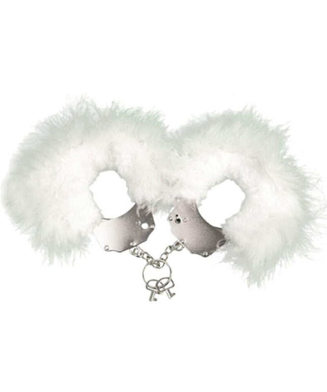 adrien lastic manette in metallo con piume bianche