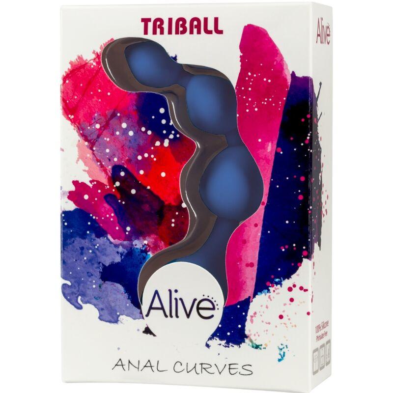 alive sfere anali in silicone blu triball 15 cm