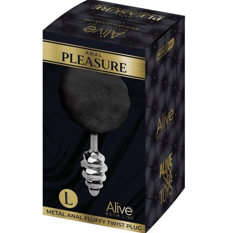 alive plug piacere anale spirale metallo fluffy nero taglia l