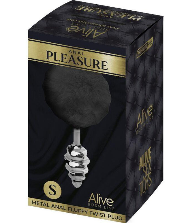 alive plug piacere anale spirale metallo fluffy nero taglia s