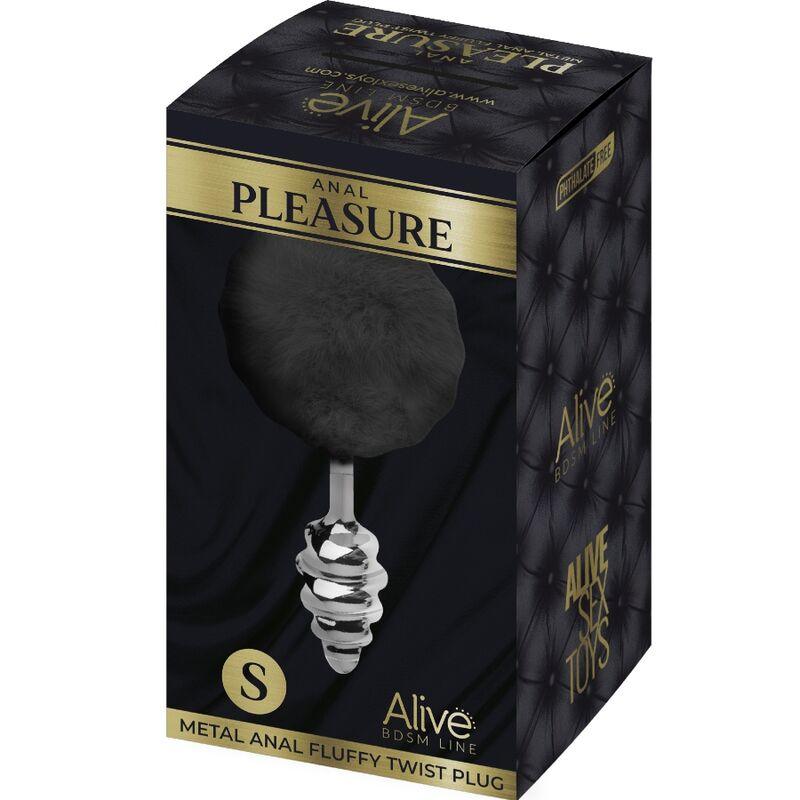 alive plug piacere anale spirale metallo fluffy nero taglia s