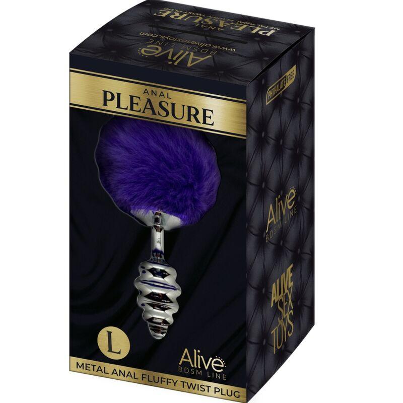 alive plug piacere anale spirale metallo fluffy viola scuro taglia l