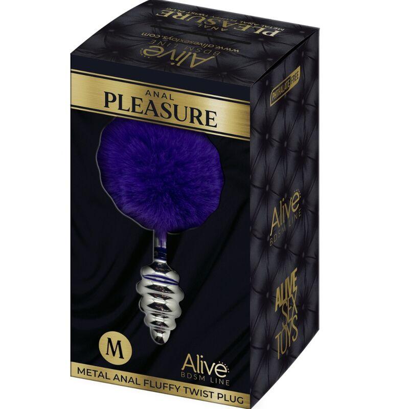 alive plug piacere anale spirale metallo fluffy viola scuro taglia m