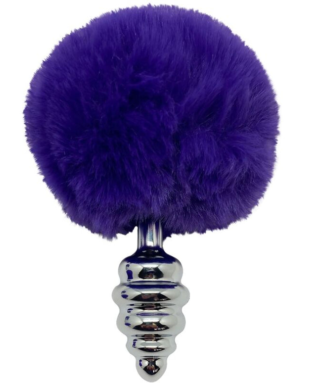 ALIVE - PLUG PIACERE ANALE SPIRALE METALLO FLUFFY VIOLA SCURO TAGLIA S