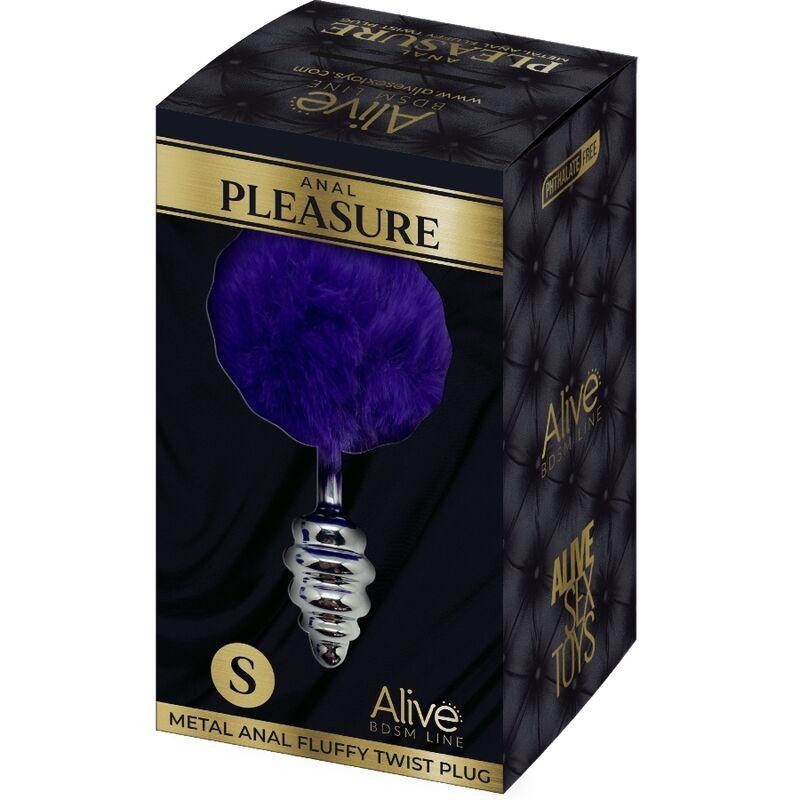 alive plug piacere anale spirale metallo fluffy viola scuro taglia s