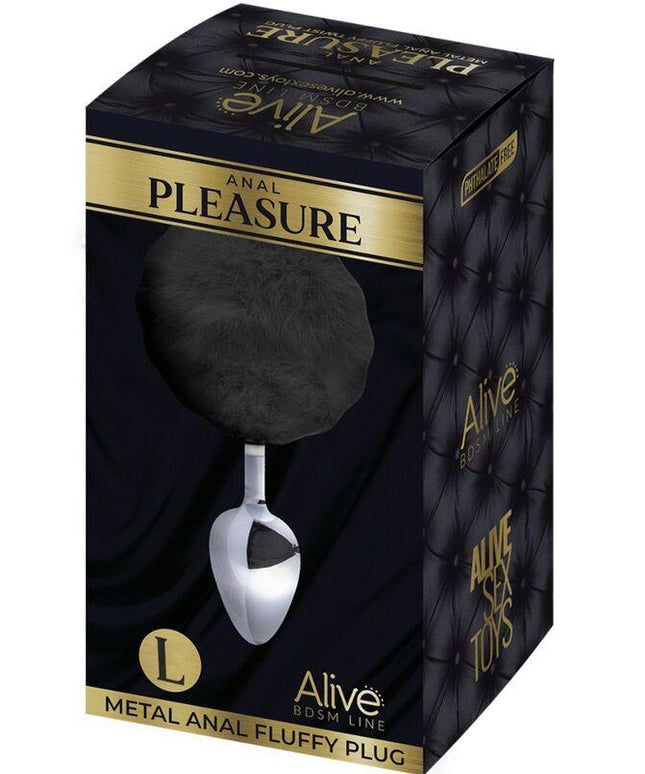 alive plug piacere anale metallo liscio fluffy nero taglia l