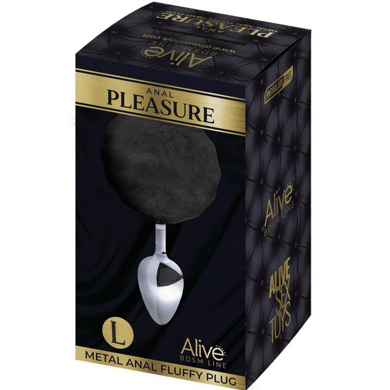 alive plug piacere anale metallo liscio fluffy nero taglia l