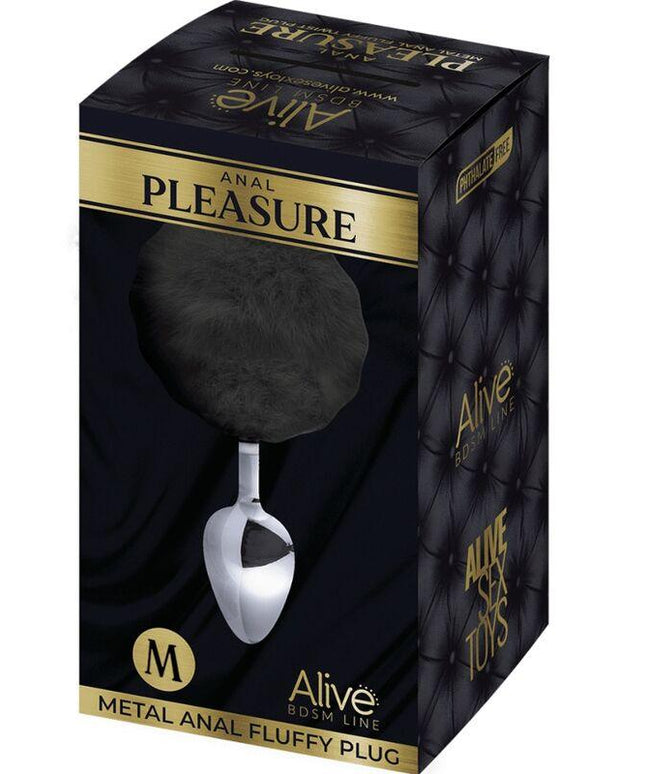 alive plug piacere anale metallo liscio fluffy nero taglia m