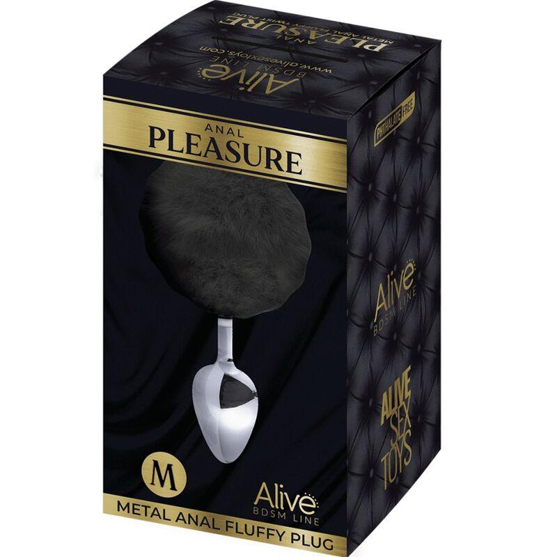 alive plug piacere anale metallo liscio fluffy nero taglia m