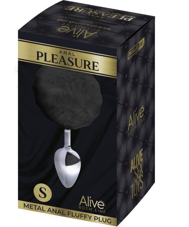 alive plug piacere anale metallo liscio fluffy nero taglia s