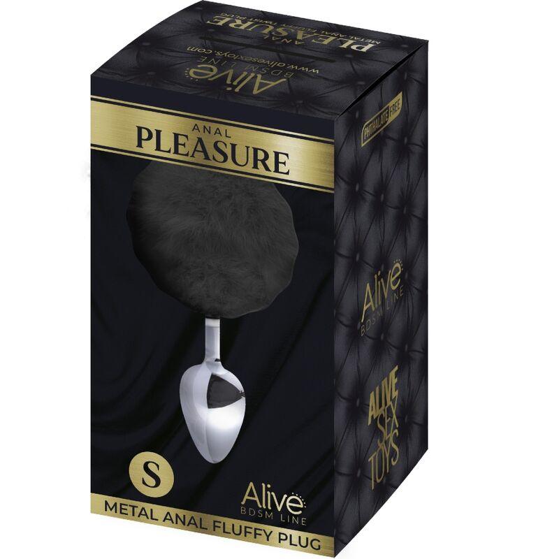 alive plug piacere anale metallo liscio fluffy nero taglia s