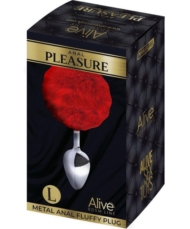 alive plug piacere anale metallo liscio rosso fluffy taglia l