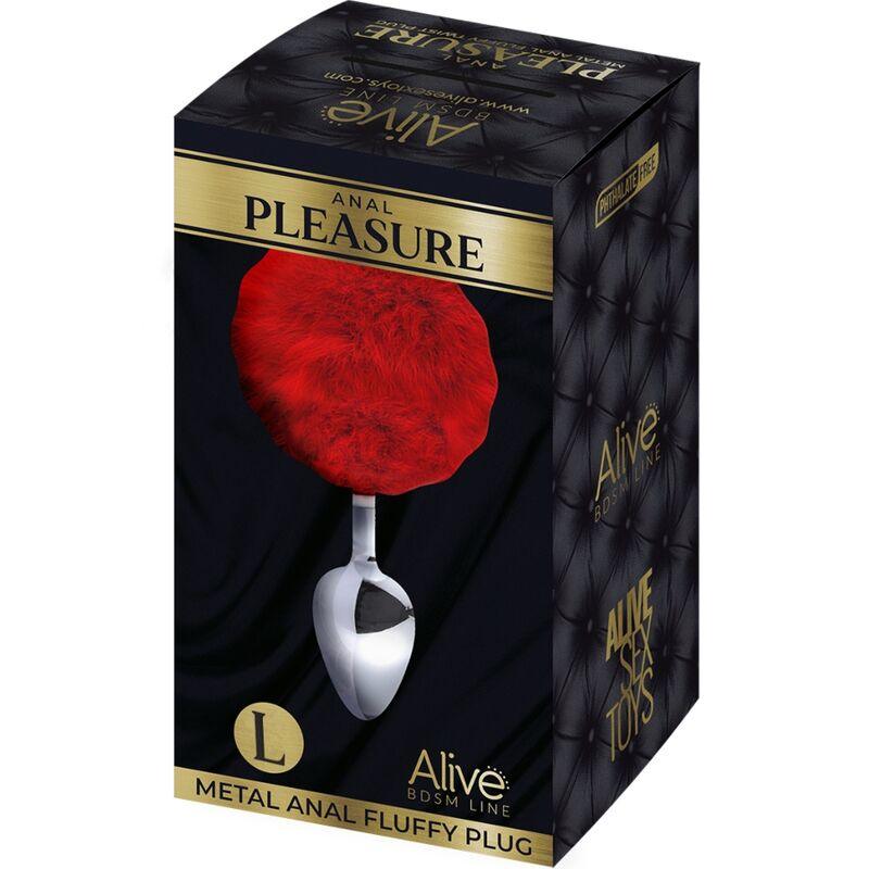 alive plug piacere anale metallo liscio rosso fluffy taglia l