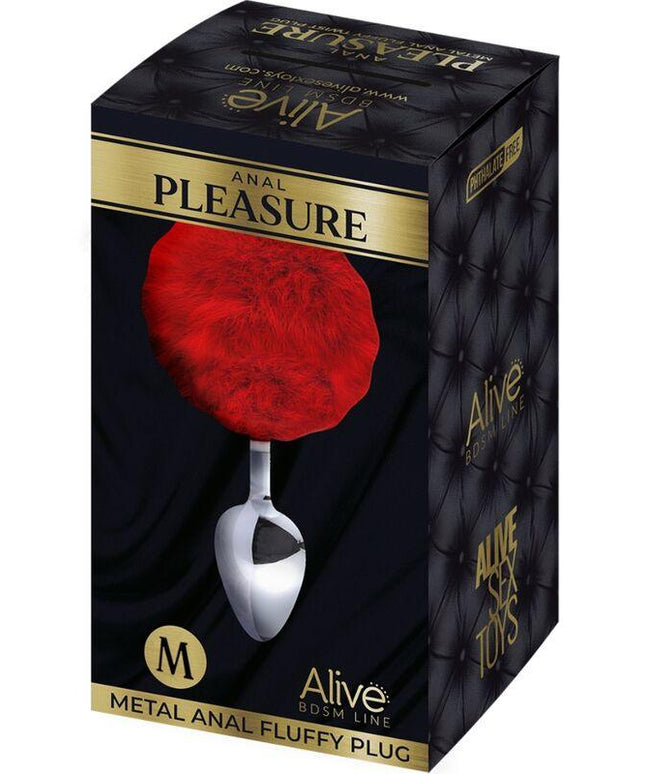 alive plug piacere anale metallo liscio rosso fluffy taglia m