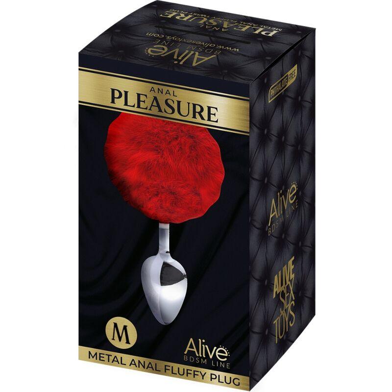 alive plug piacere anale metallo liscio rosso fluffy taglia m