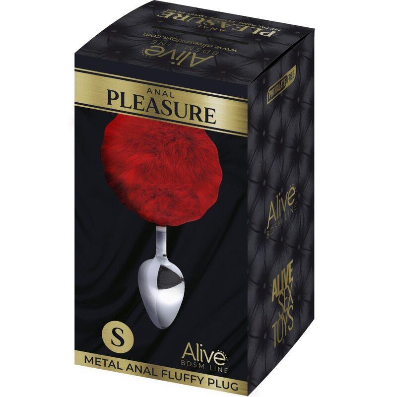 alive plug piacere anale metallo liscio rosso fluffy taglia s