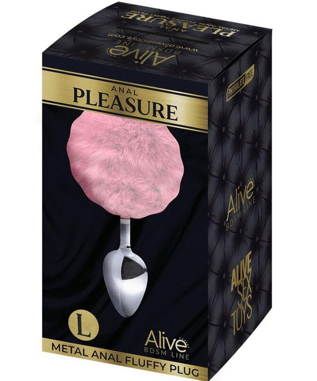 alive plug piacere anale metallo liscio rosa fluffy taglia l