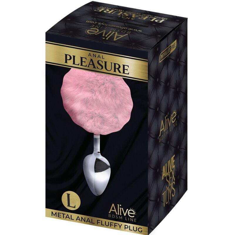 alive plug piacere anale metallo liscio rosa fluffy taglia l