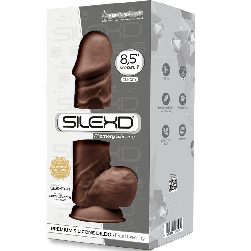 silexd modello 1 pene realistico premium silexpan silicone marrone 21 5 cm