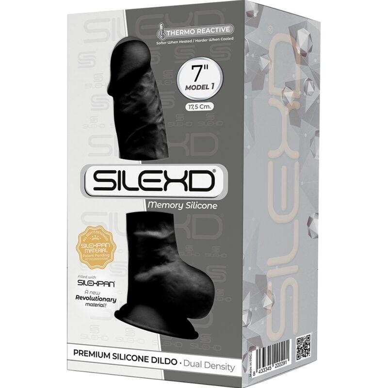 silexd modello 1 pene realistico premium silexpan silicone nero 17 5 cm