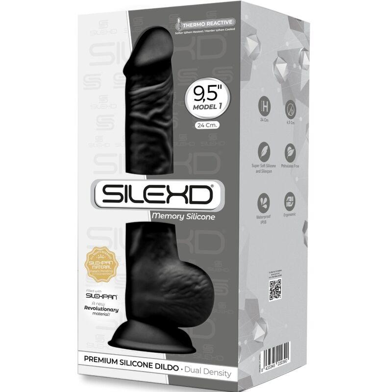 silexd modello 1 pene realistico premium silexpan silicone nero 24 cm