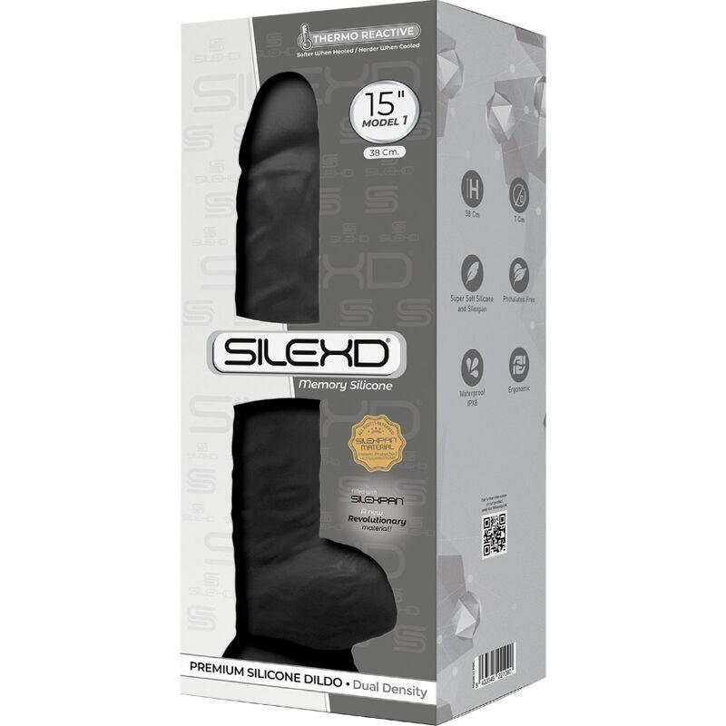 silexd modello 1 pene realistico premium silexpan silicone nero 38 cm