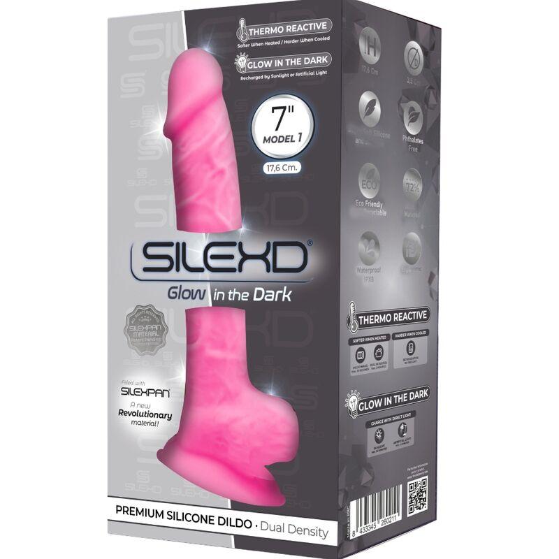 silexd modello 1 pene realistico in silicone premium silexpan rosa fluorescente 17 5 cm