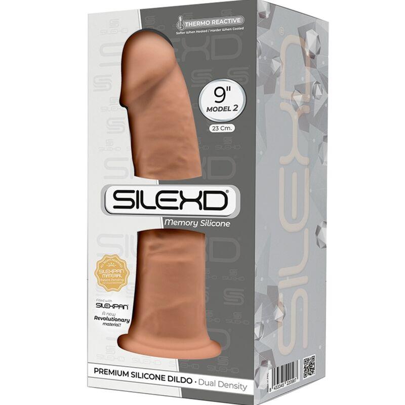 silexd modello 2 pene realistico premium silexpan silicone caramel 23 cm