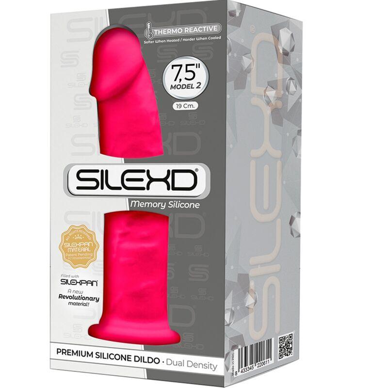 silexd modello 2 pene realistico premium silexpan silicone fucsia 19 cm