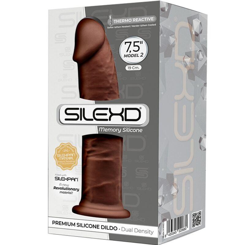 silexd modello 2 pene realistico premium silexpan silicone marrone 19 cm